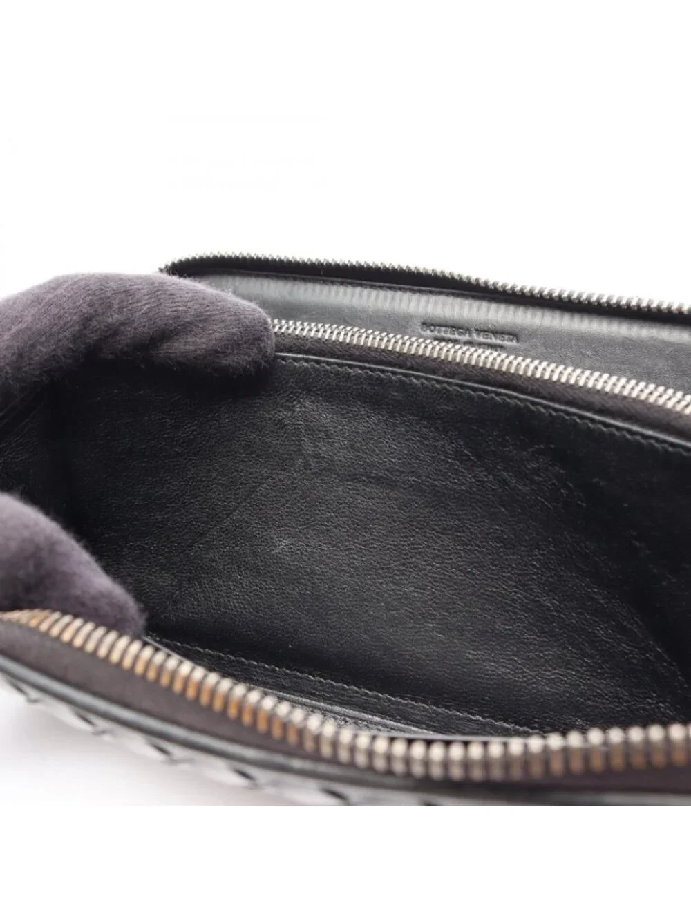 Bottega Veneta Round Wallet Intrecciato Black Leather